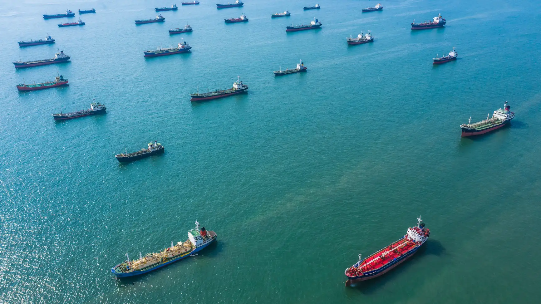 Aerial view oil and gas chemical tanker in open sea, Refinery Industry cargo ship.